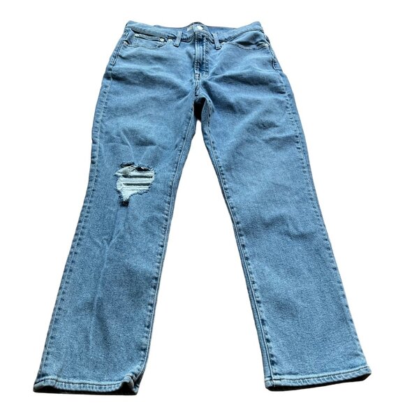 Madewell Size 30 Light Wash Blue High Rise Knee Rip The Perfect Vintage Jeans - Picture 2 of 14